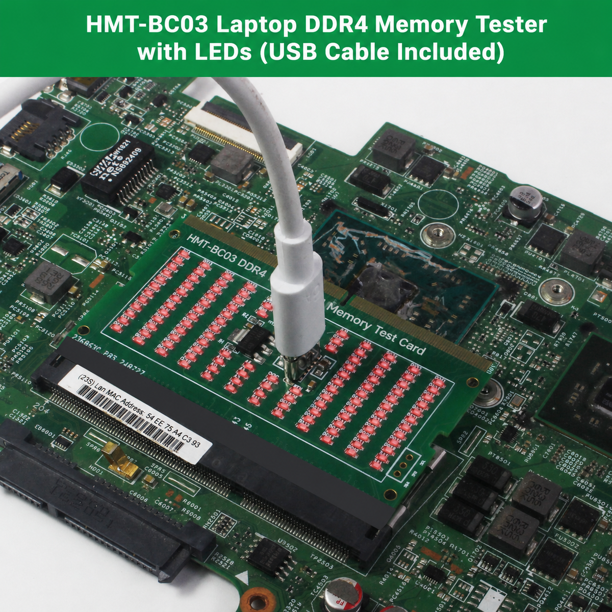 HMT-BC03 Laptop DDR4 Memory Tester with LED Indicators (USB Cable Included)