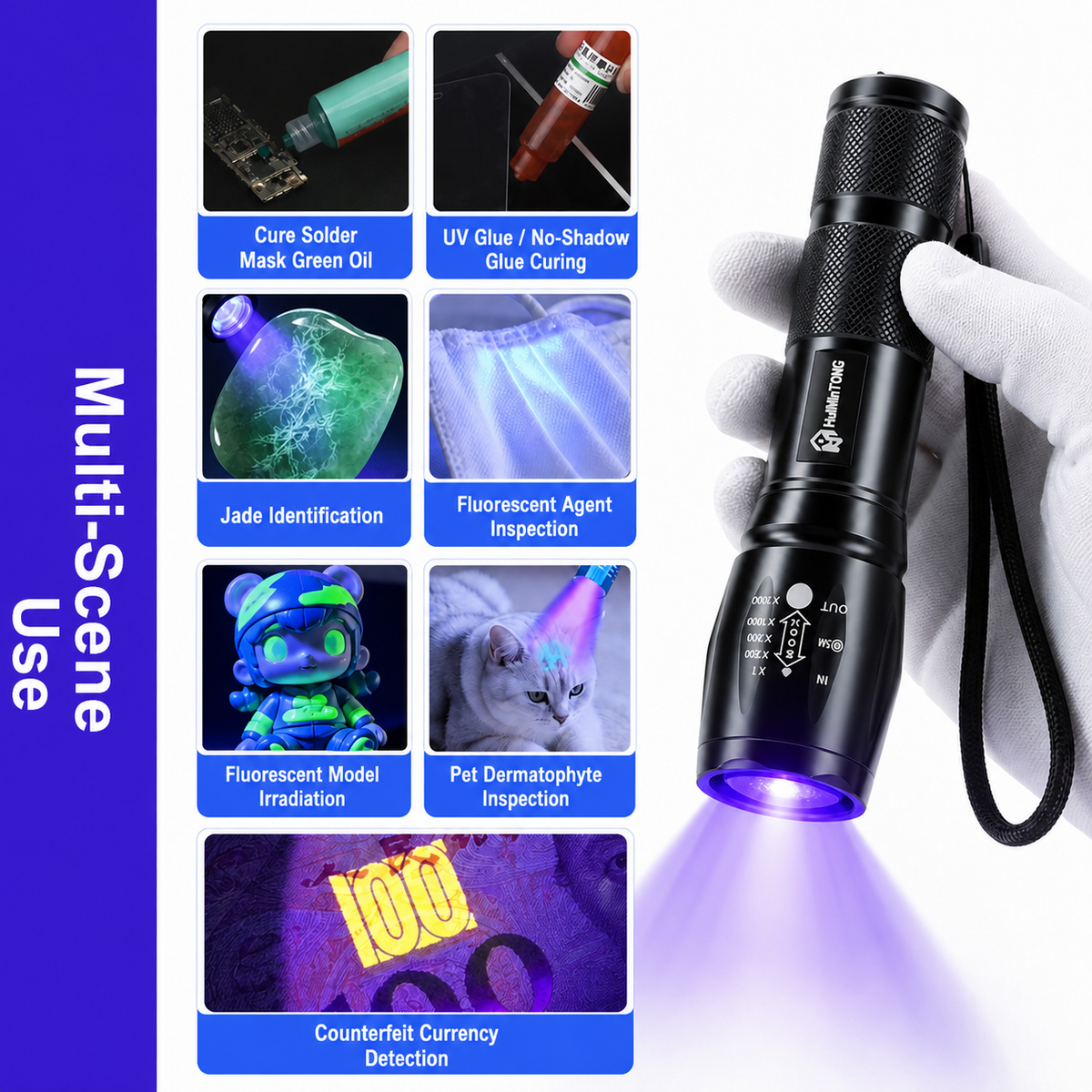 HMT-382B Dual-Wavelength (Purple/White) UV Curing Lamp for Green Solder Mask