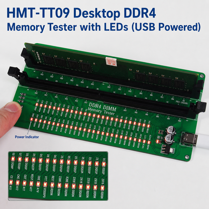 HMT-TT09 Desktop DDR4 Memory Module Tester with LED Indicators (USB Powered)