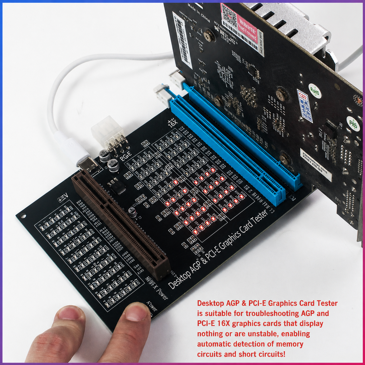 HMT-CZ02 Desktop AGP/PCI-E Graphics Card Tester with Indicator Lights