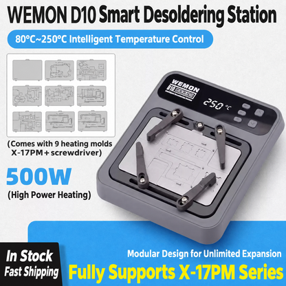 WEMON D10 Smart Desoldering Station 9 Molds iPhone X‑17PM
