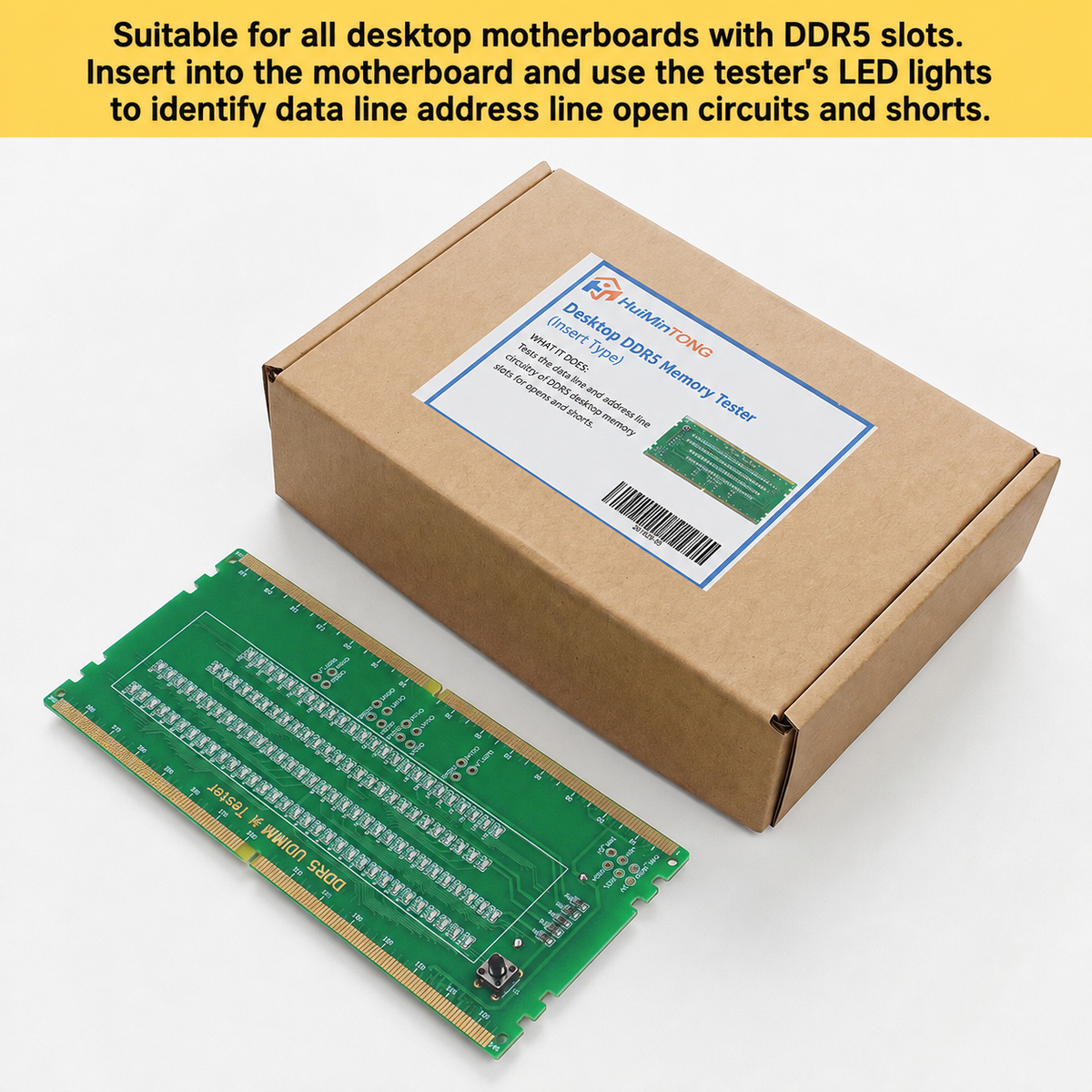 HMT-TC05 Desktop DDR5 Memory Tester with LED Indicators (Standard Motherboard)