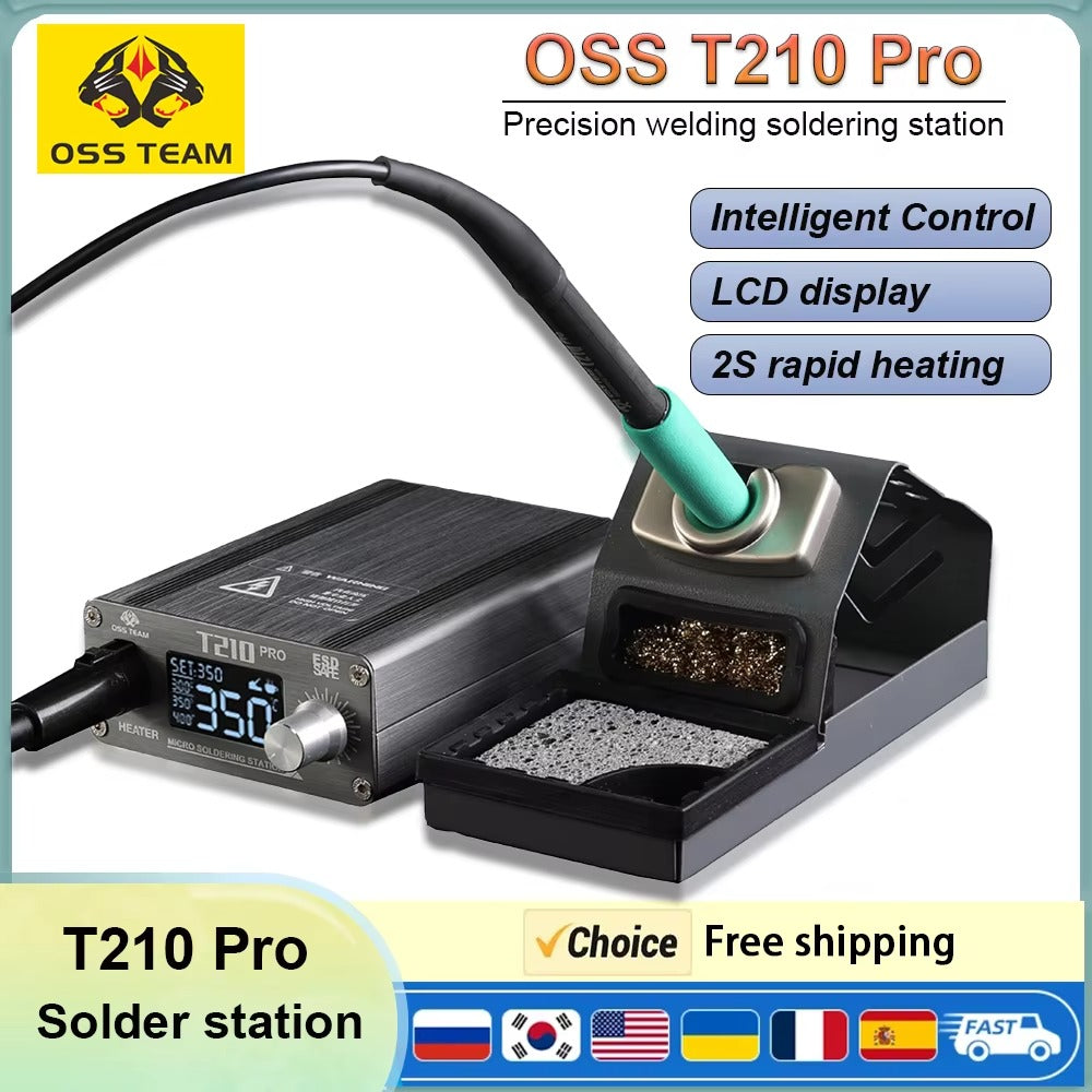 OSS TEAM T210Pro Soldering Station 75W LCD Digital display supports EU UK US plug types