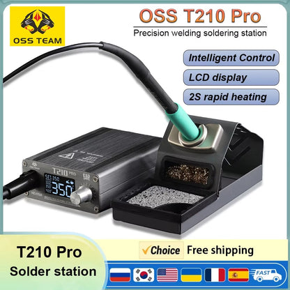 OSS TEAM T210Pro Soldering Station 75W LCD Digital display supports EU UK US plug types