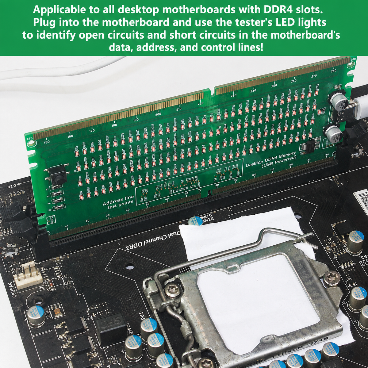 HMT-TC04 Desktop DDR4 Memory Tester with LED Indicators (USB Powered)