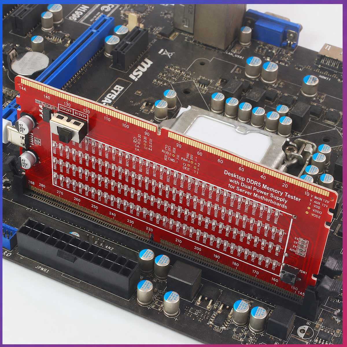 HMT-TC08 Desktop DDR5 Memory Tester with LED Indicators – Dual Power Supply (Server Motherboard)