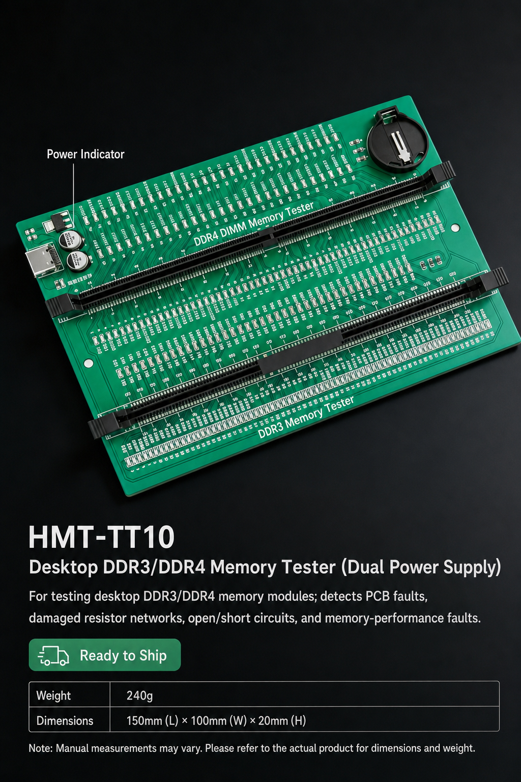 HMT-TT10 Desktop DDR3/DDR4 Memory Module Tester - Dual Power Supply