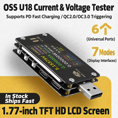 OSS TEAM U18 USB‑A & Type‑C Fast Charging Tester