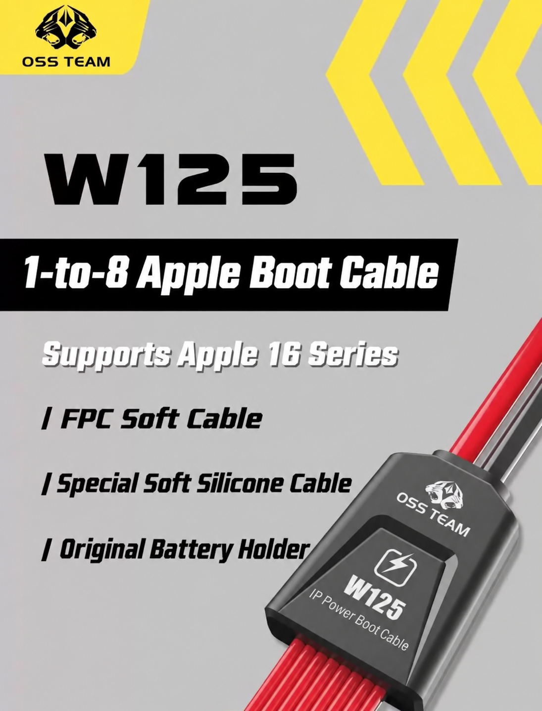 OSS TEAM W125 Power Boot Cable for iPhone 7-16 Pro Max Series