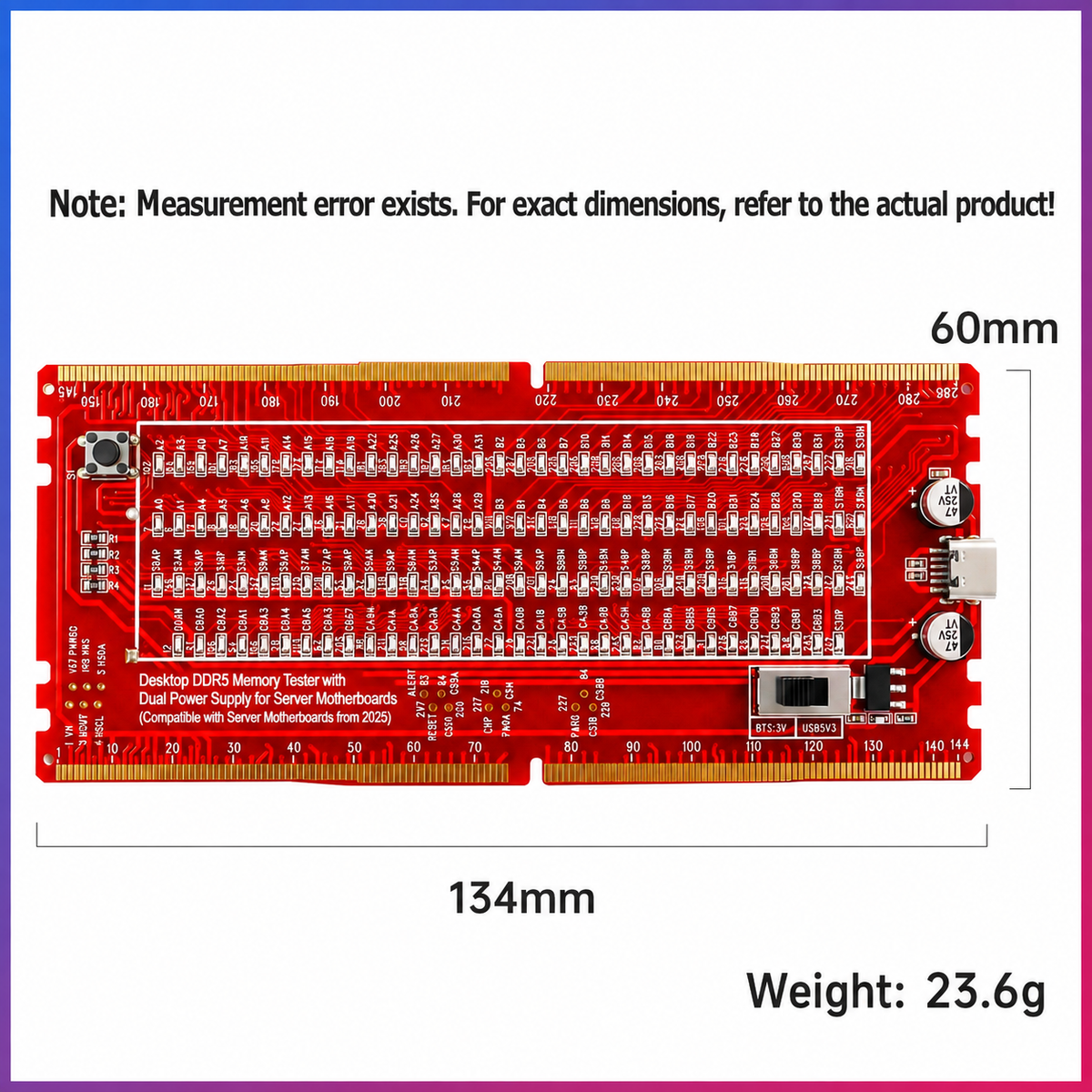 HMT-TC08 Desktop DDR5 Memory Tester with LED Indicators – Dual Power Supply (Server Motherboard)