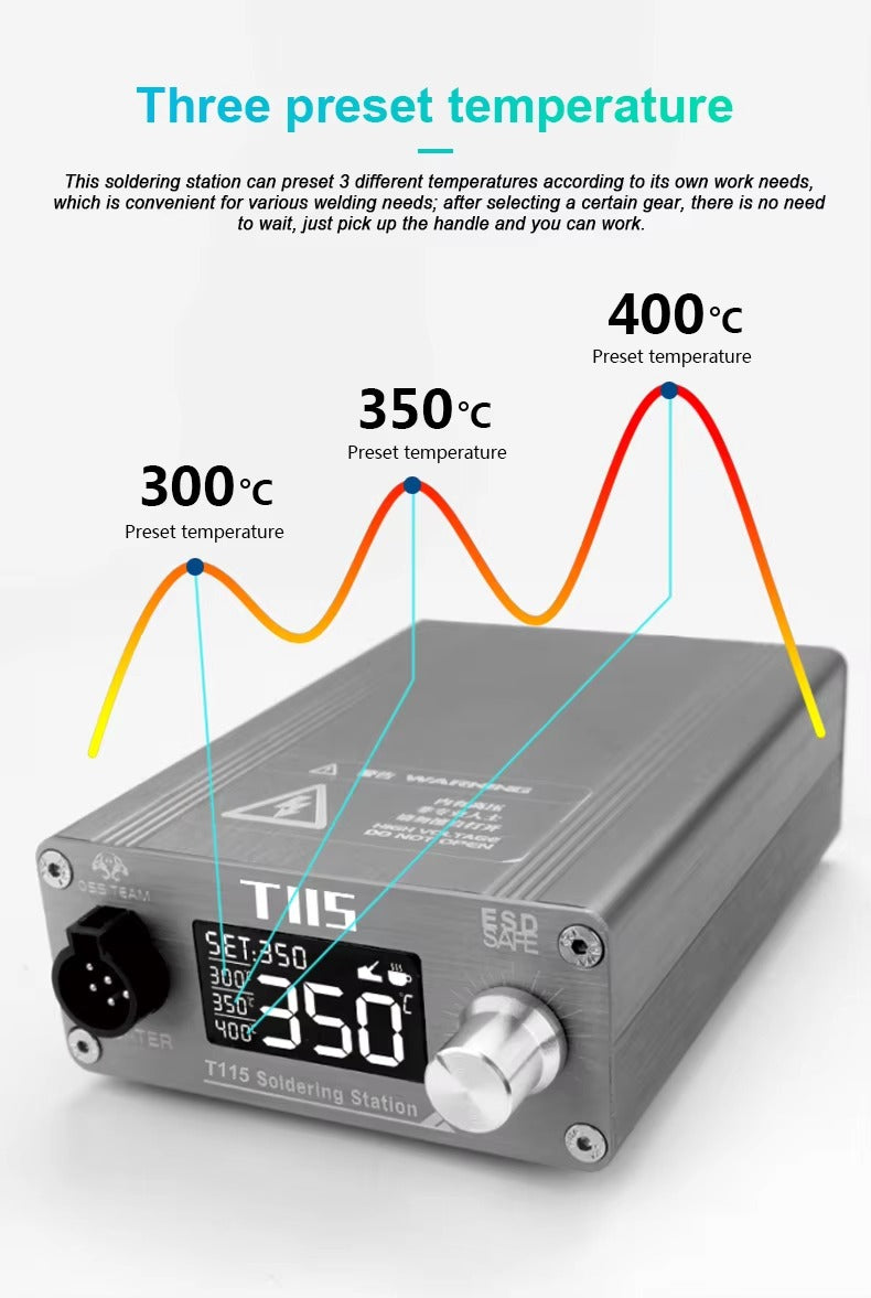 OSS TEAM T115 Electric Soldering Iron PCB Soldering Station Comes with pointed tip as standard 110/220V