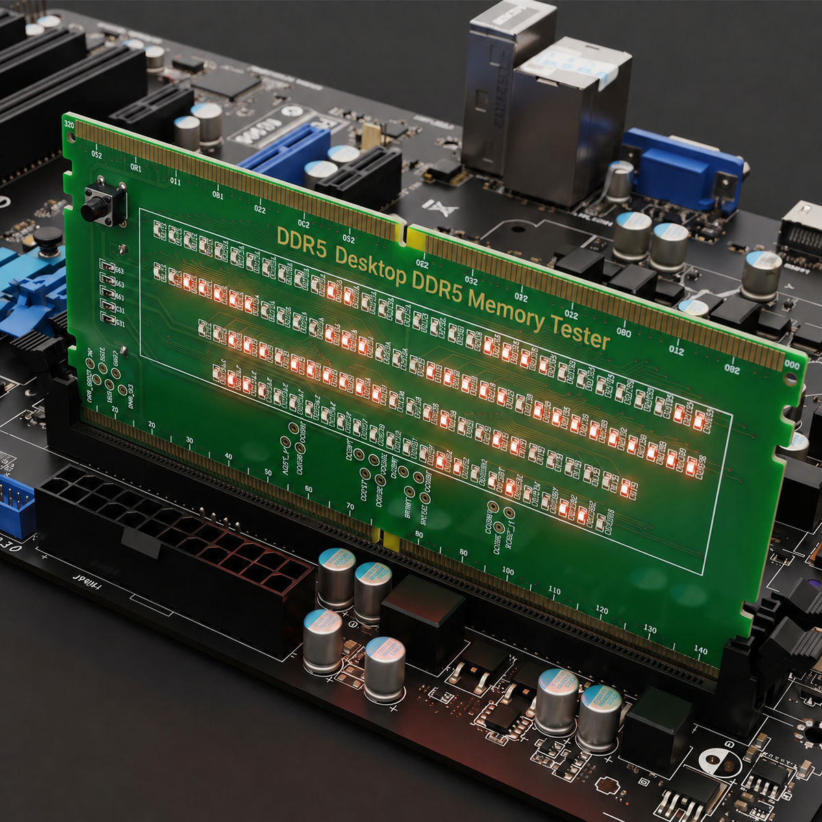 HMT-TC05 Desktop DDR5 Memory Tester with LED Indicators (Standard Motherboard)