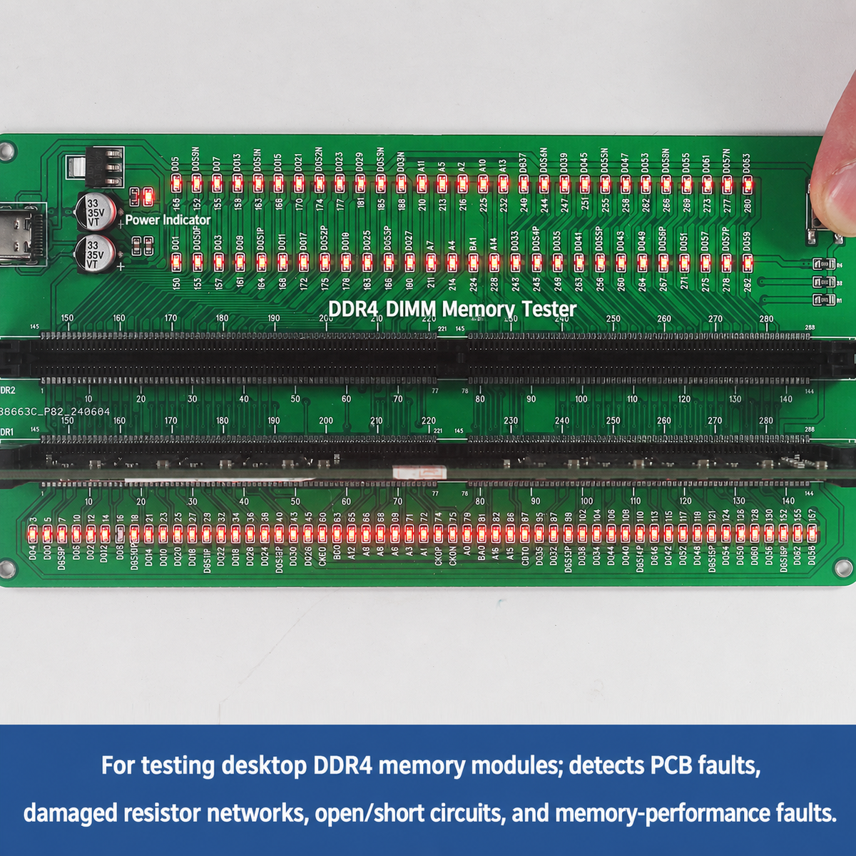 HMT-TT09 Desktop DDR4 Memory Module Tester with LED Indicators (USB Powered)