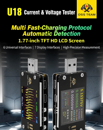 OSS TEAM U18 USB‑A & Type‑C Fast Charging Tester