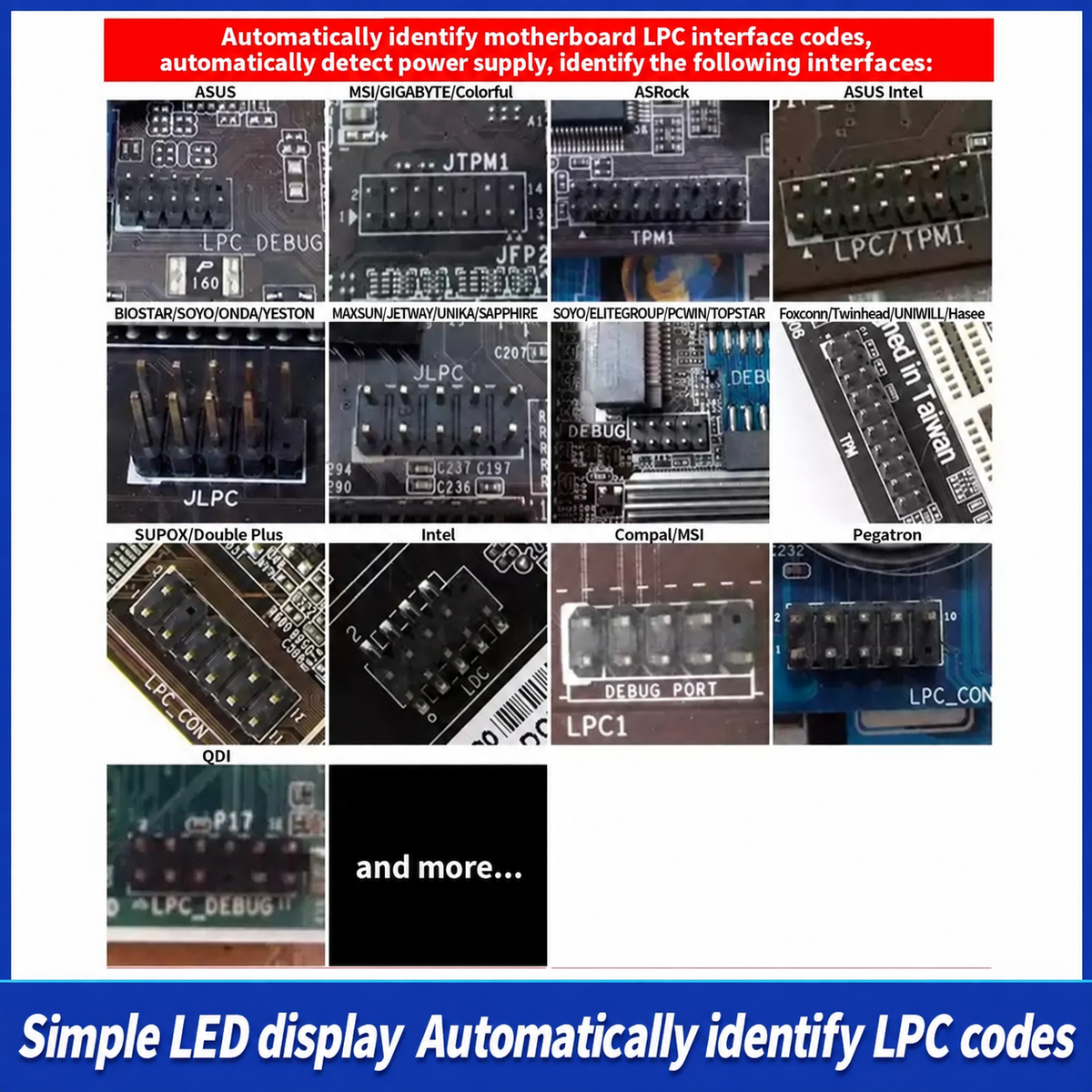 HMT-TL460s Multi-Purpose Debug Card, PCIE & LPC Computer Test Card