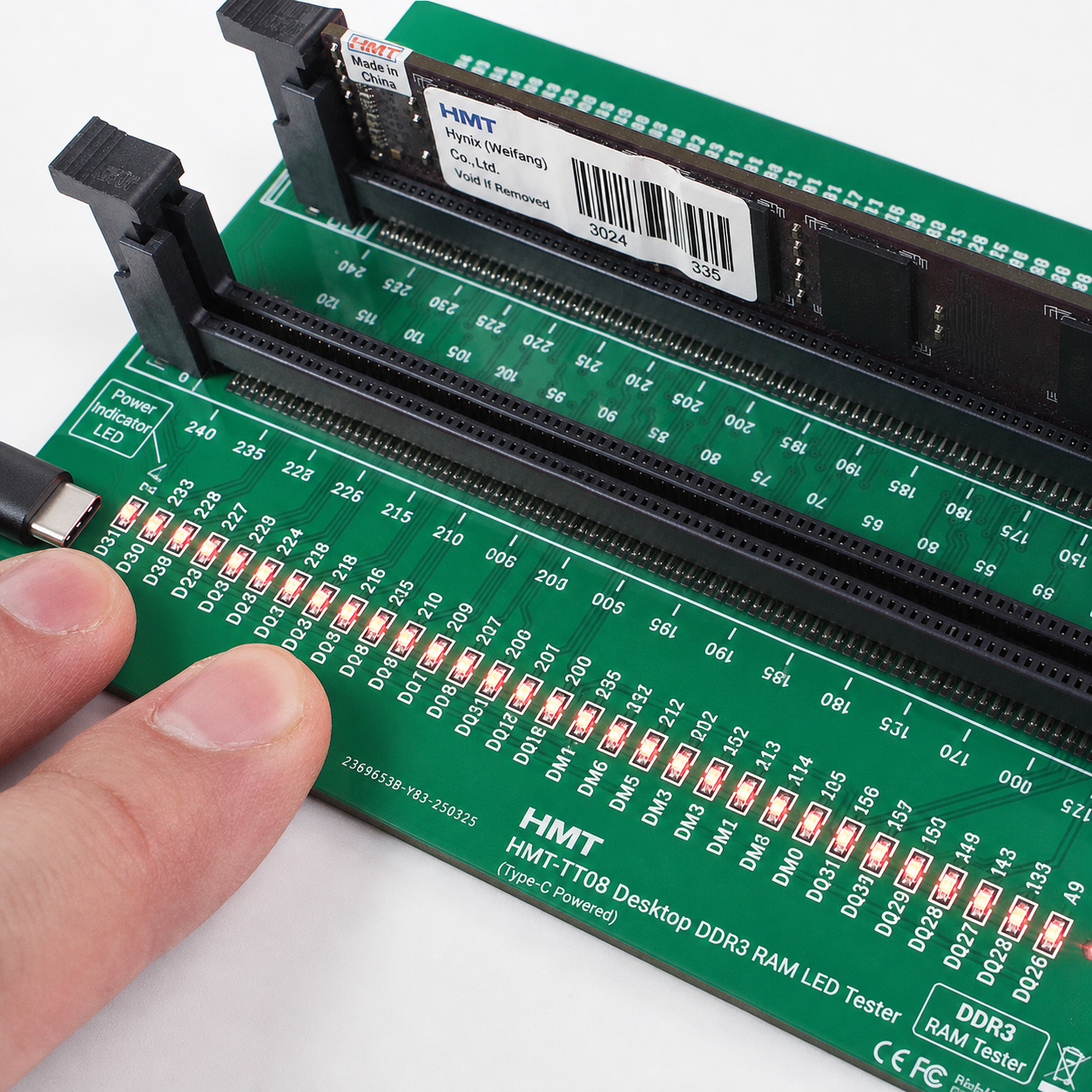 HMT-TT08 Desktop DDR3 Memory Module Tester with LED Indicators (Type-C Powered)