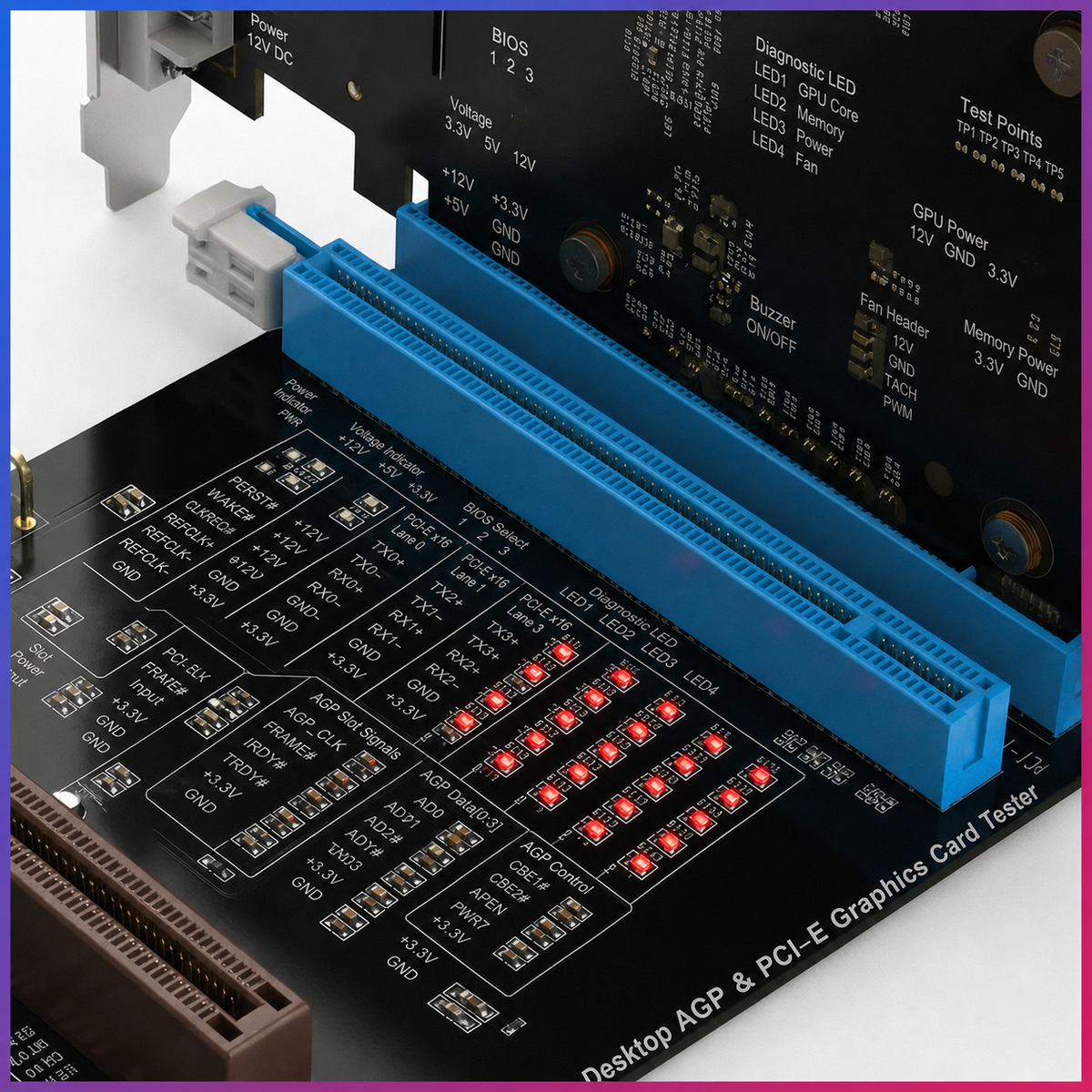 HMT-CZ02 Desktop AGP/PCI-E Graphics Card Tester with Indicator Lights