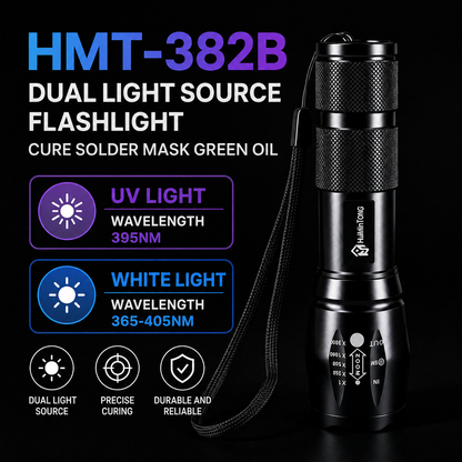 HMT-382B Dual-Wavelength (Purple/White) UV Curing Lamp for Green Solder Mask