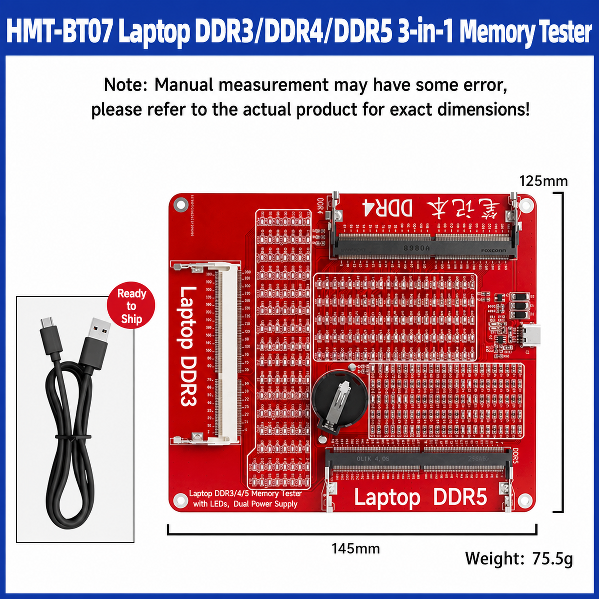 HMT-BT07 Laptop DDR3/DDR4/DDR5 3-in-1 Memory Tester