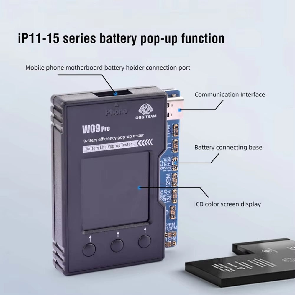 OSS TEAM W09 Pro V3 Battery Life Pop-up Tester for iPhone11-15PM