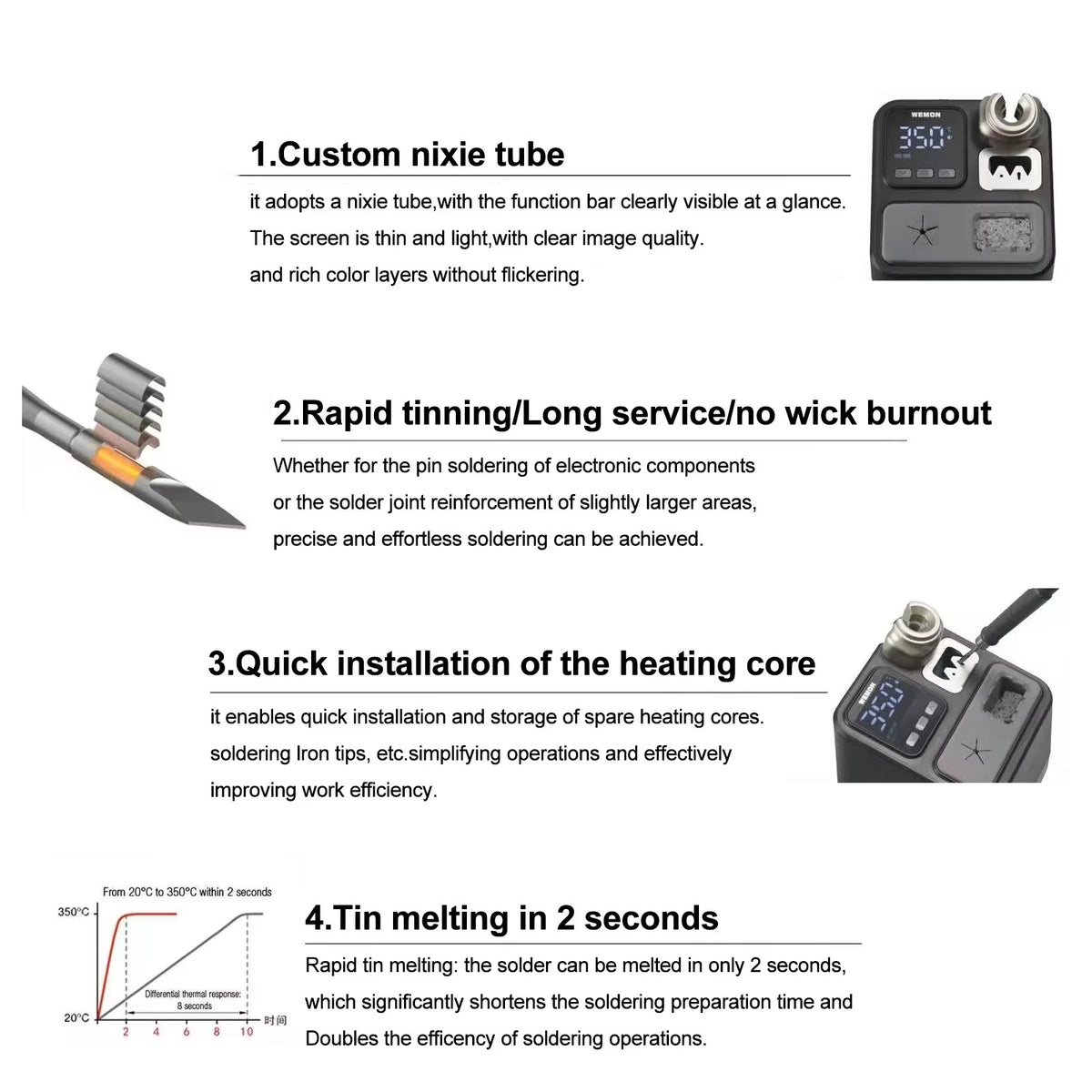 WEMON K21A Digital Soldering Station 75W T210 C210 Tip