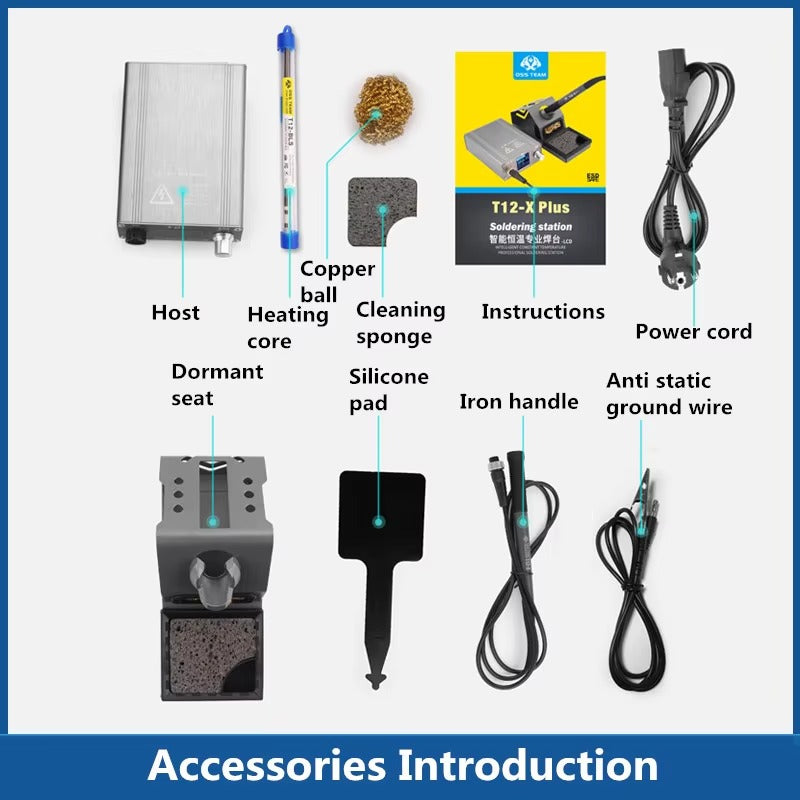 OSS TEAM T12X Plus Constant Temperature Soldering Station 110/220V US power cord as standard EU version uses EU power cord