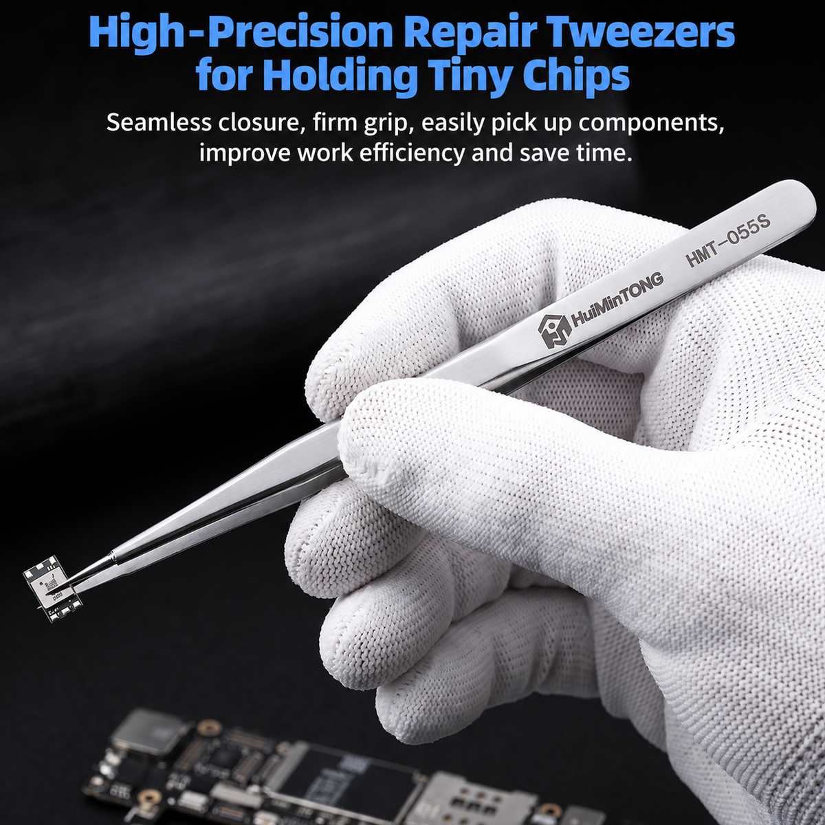 HMT-055S & 055B HuiMinTong Hand Polished Tweezers for Electronics Repair