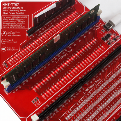 HMT-TT07 DDR3/DDR4/DDR5 4-in-1 Memory Module Tester (Dual Power Supply)