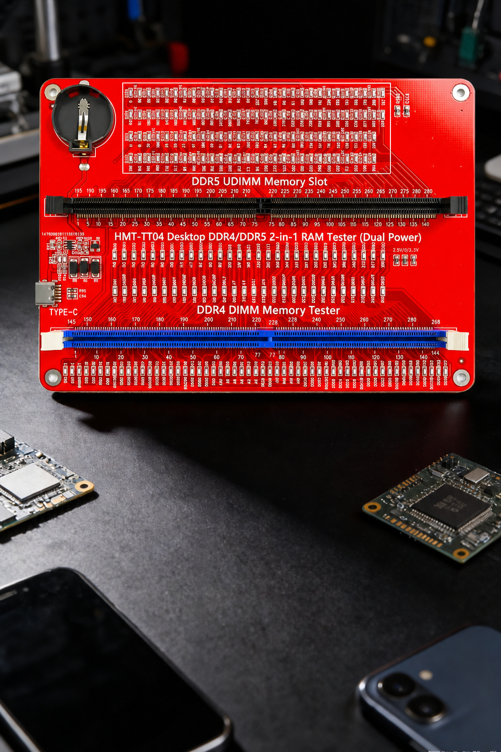 HMT-TT04 Desktop DDR4/DDR5 2-in-1 Memory Module Tester (Dual Power Supply)