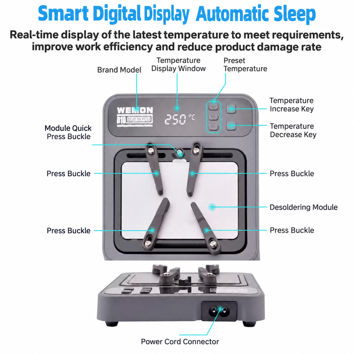 WEMON D10 Smart Desoldering Station 9 Molds iPhone X‑17PM