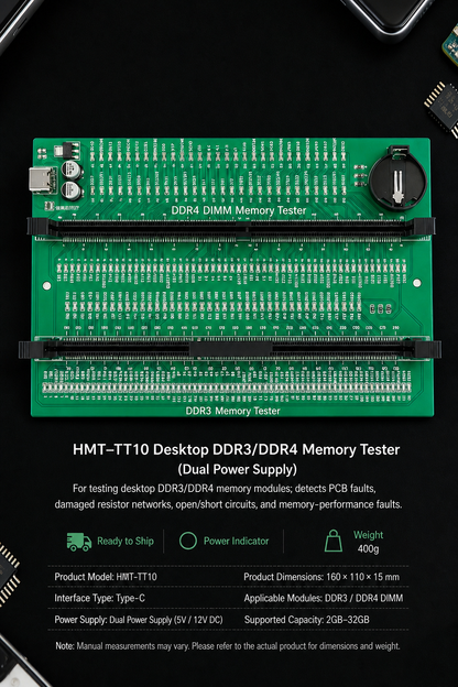 HMT-TT10 Desktop DDR3/DDR4 Memory Module Tester - Dual Power Supply