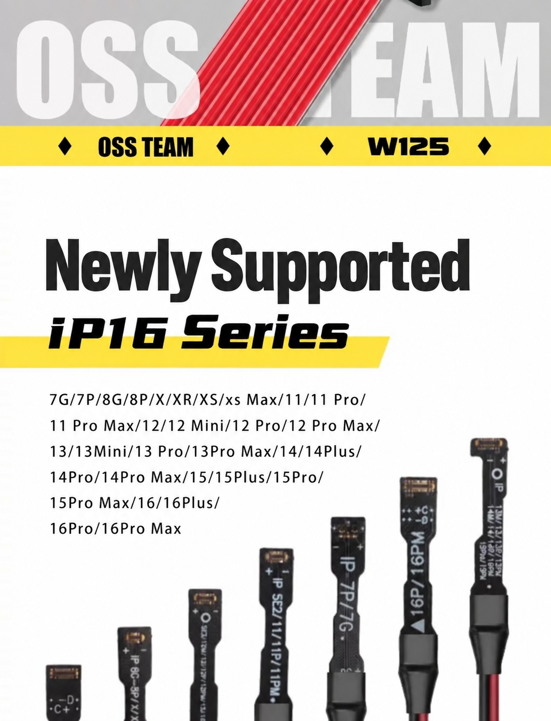 OSS TEAM W125 Power Boot Cable for iPhone 7-16 Pro Max Series