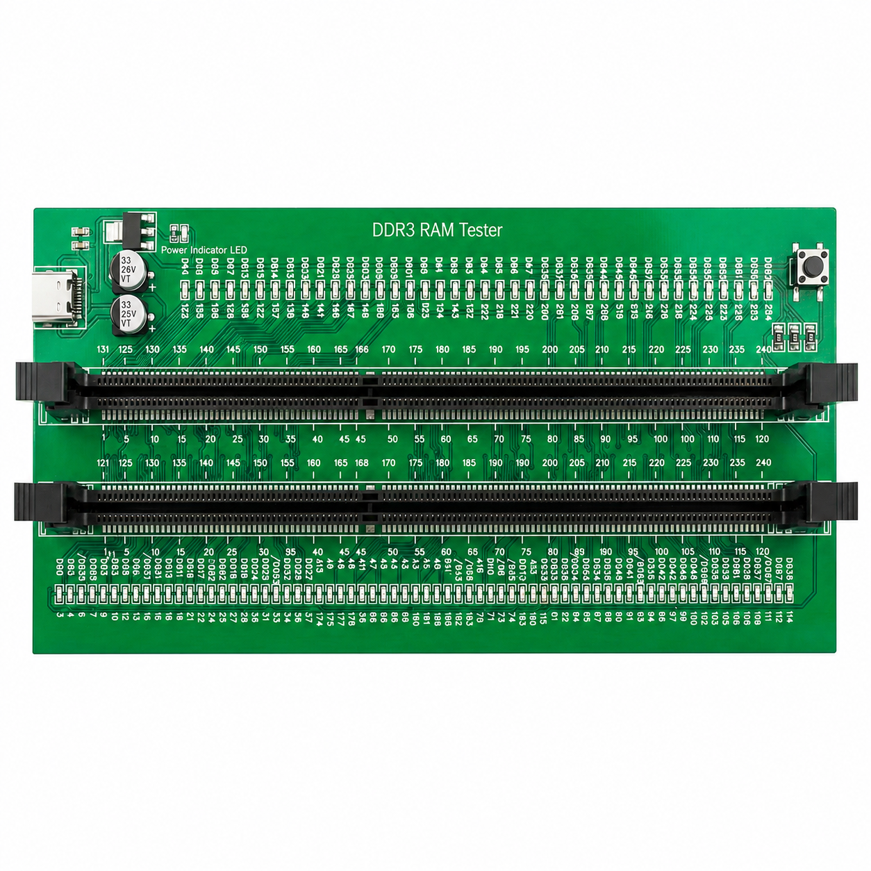 HMT-TT08 Desktop DDR3 Memory Module Tester with LED Indicators (Type-C Powered)