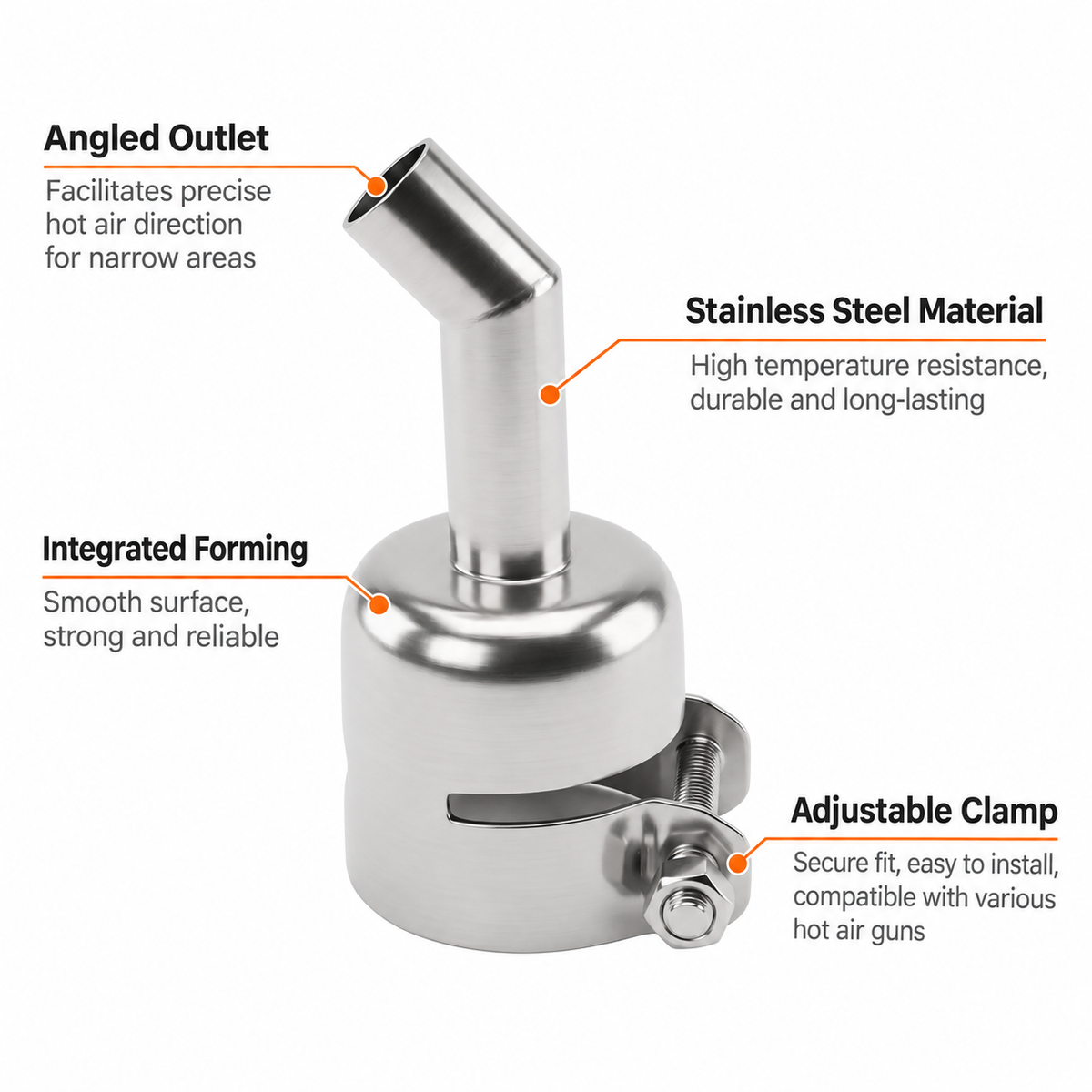 HMT-850 Hot Air Gun Extended Curved Desoldering Nozzle