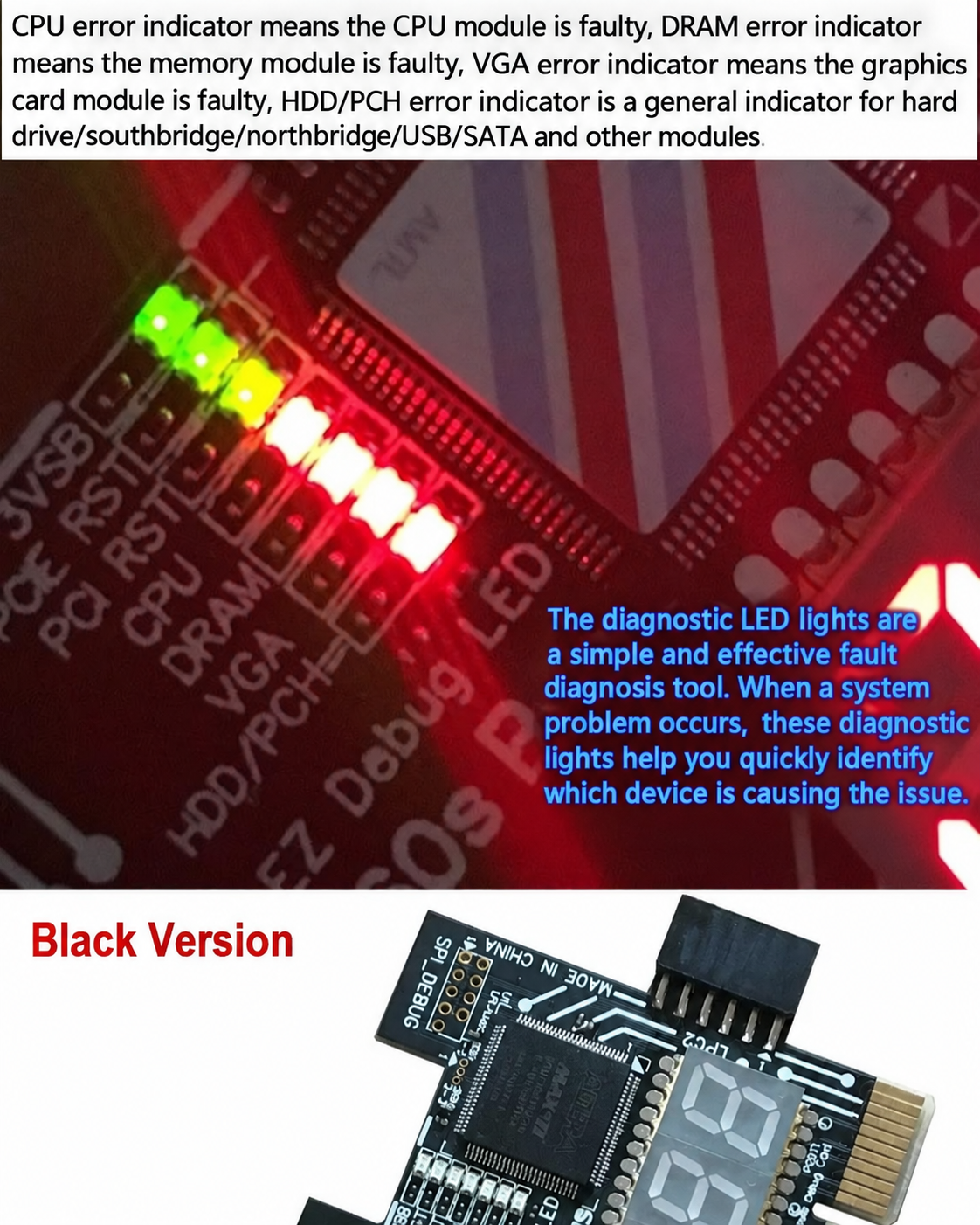 HMT-TL460s Multi-Purpose Debug Card, PCIE & LPC Computer Test Card