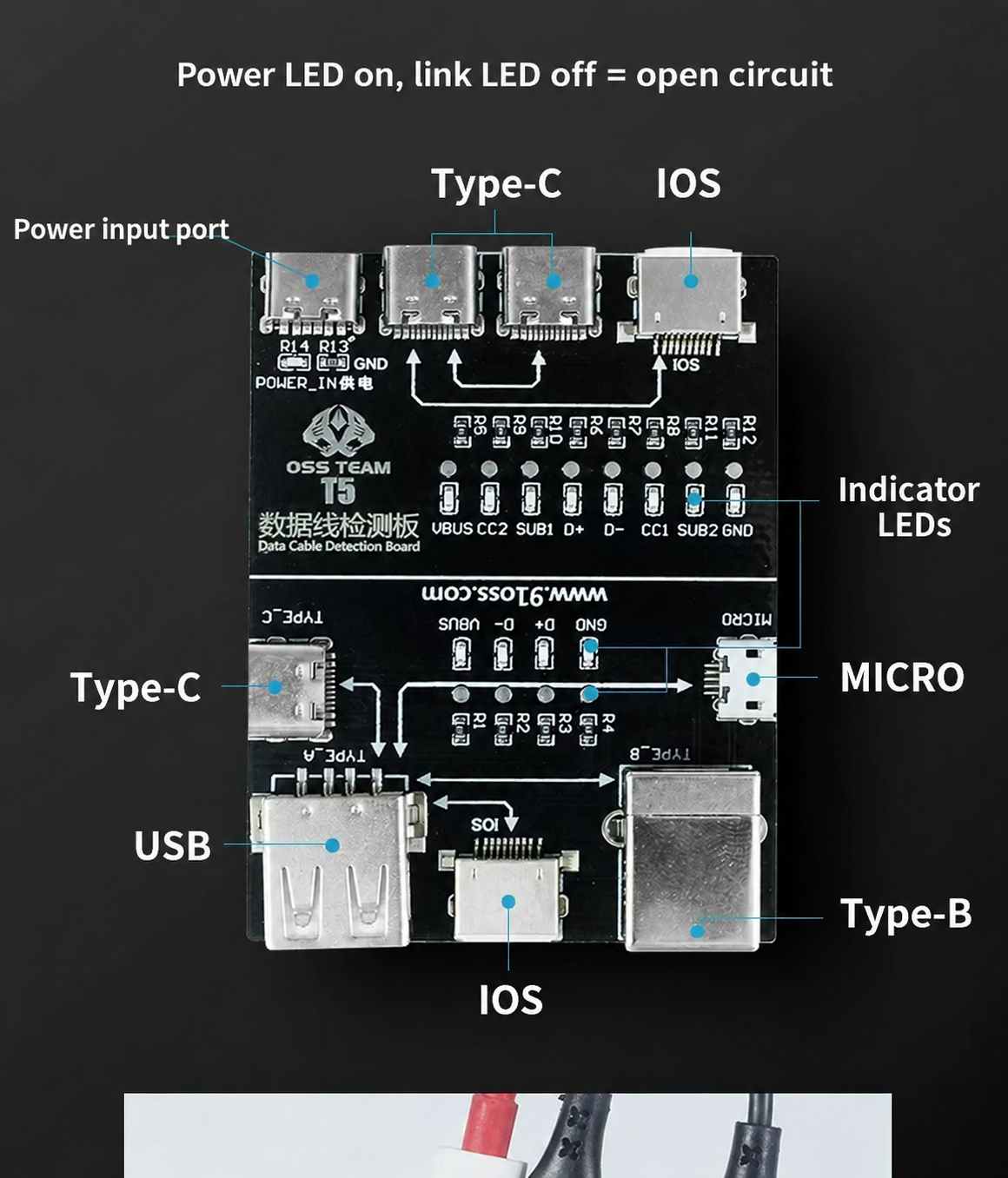 OSS TEAM T5 Data Cable Test Board
