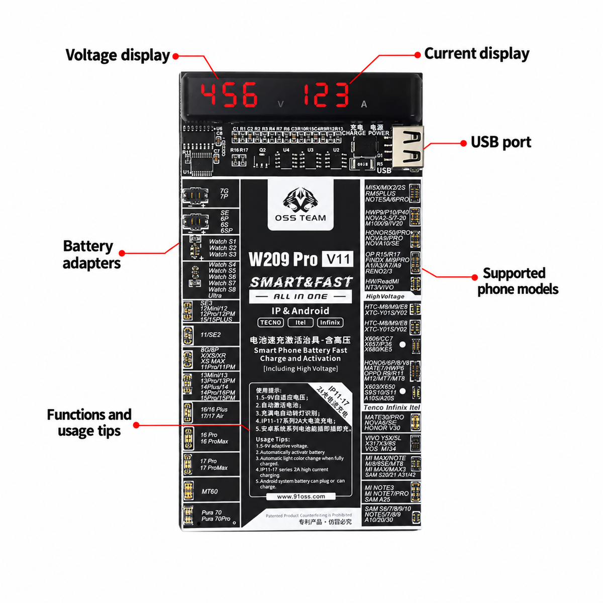 OSS TEAM W209Pro V11 Battery Activation Board