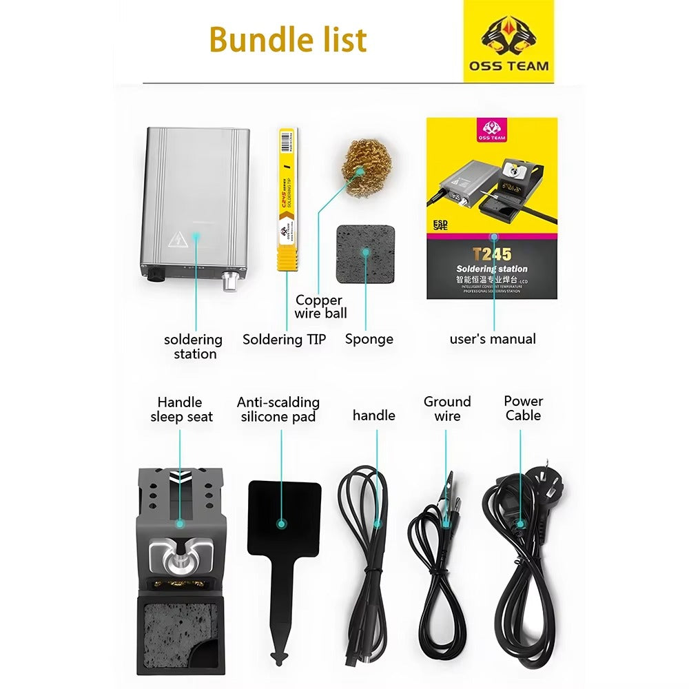 OSS TEAM T245 Solder Station 130W intelligence Digital display Constant temperature 110/220V