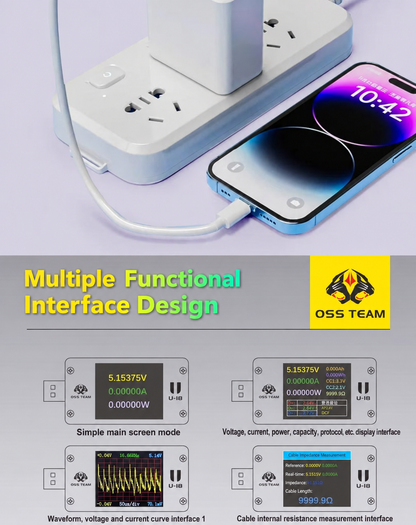 OSS TEAM U18 USB‑A & Type‑C Fast Charging Tester