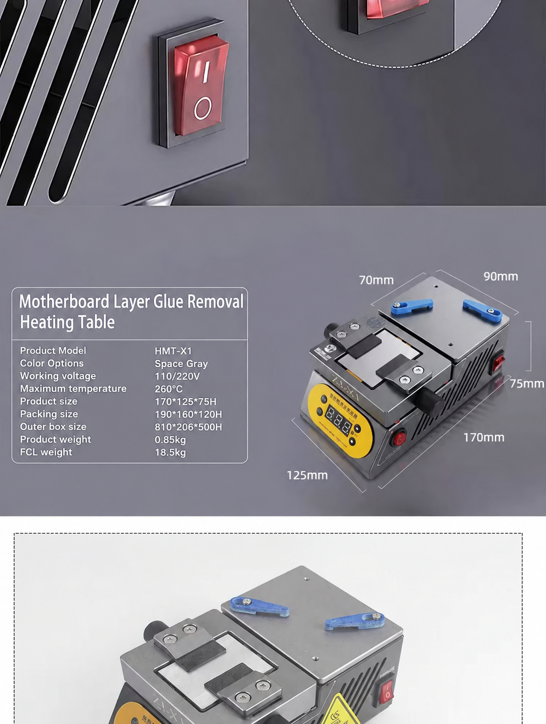 HMT-X1 220V US Standard Motherboard Layer Separation & Glue Removal Heating Station