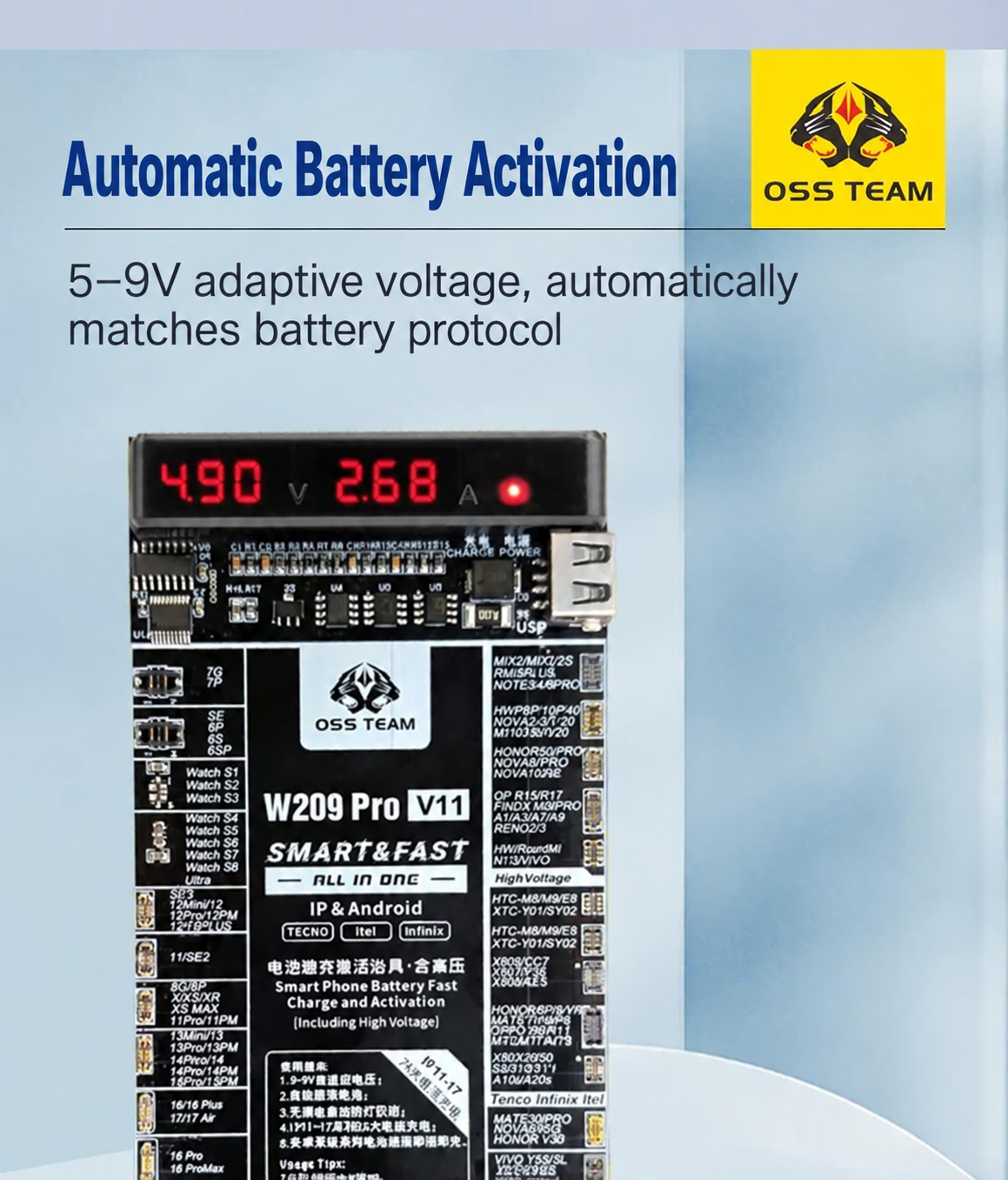 OSS TEAM W209Pro V11 Battery Activation Board
