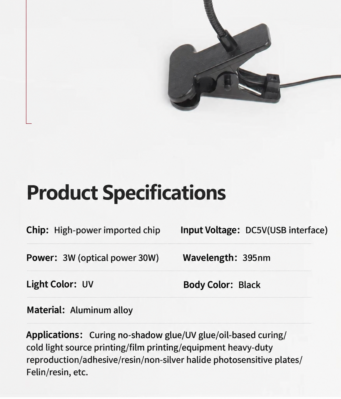 HMT-UV03 Clip-on 3W UV Curing Lamp