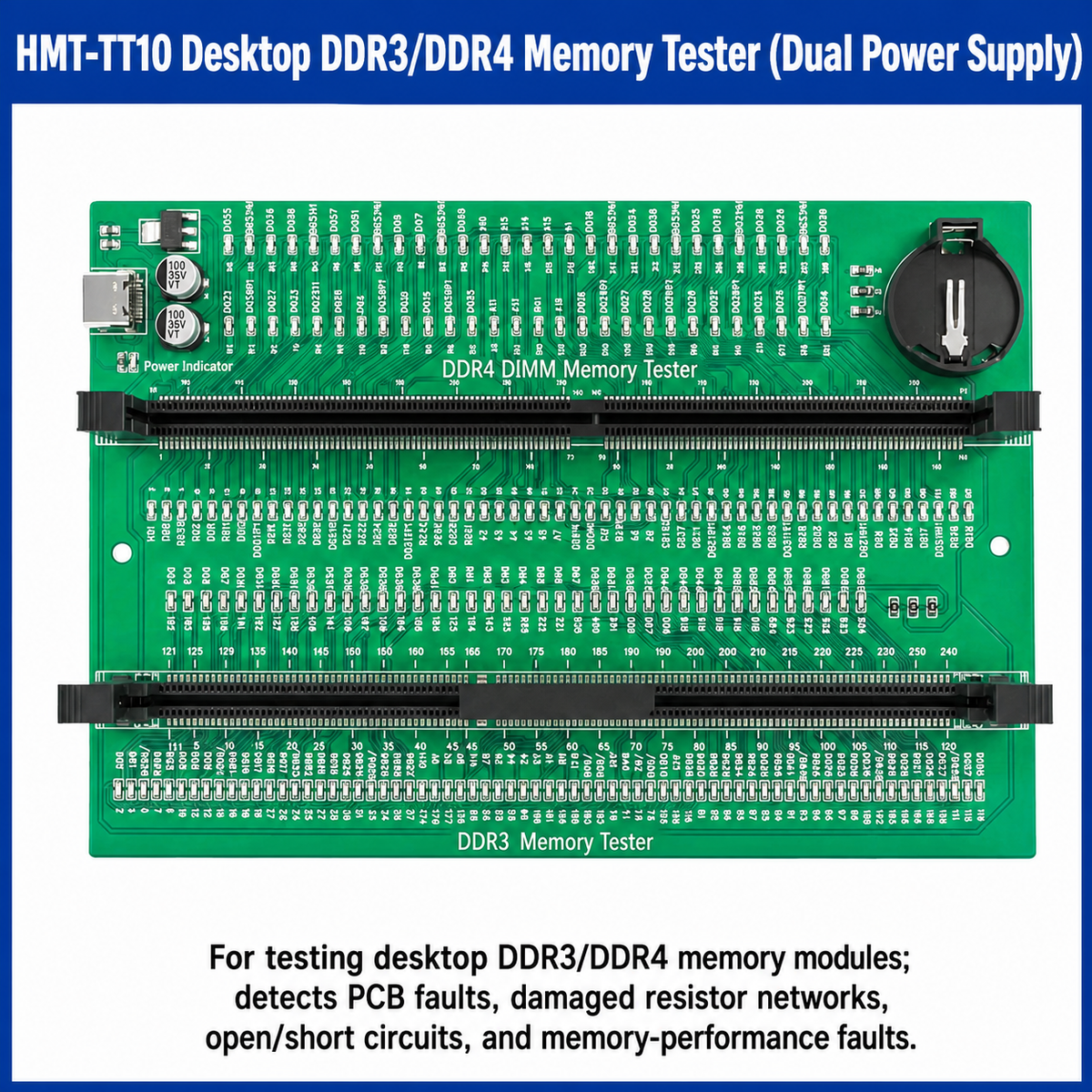 HMT-TT10 Desktop DDR3/DDR4 Memory Module Tester - Dual Power Supply