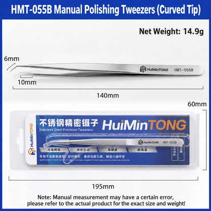 HMT-055S & 055B HuiMinTong Hand Polished Tweezers for Electronics Repair