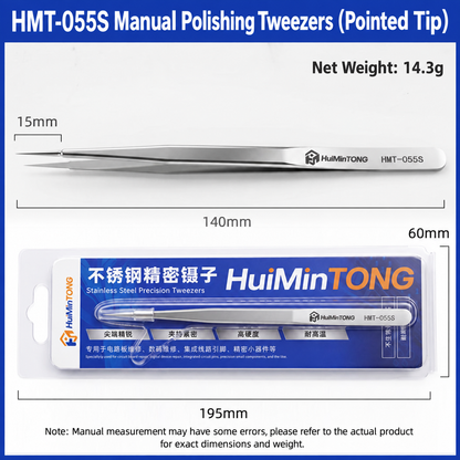 HMT-055S & 055B HuiMinTong Hand Polished Tweezers for Electronics Repair