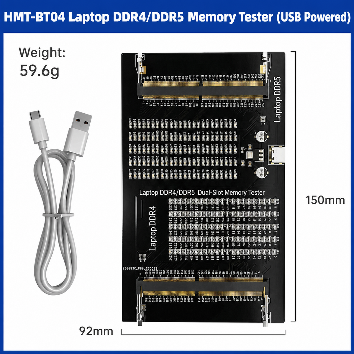 HMT-BT04 Laptop DDR4/DDR5 Memory Module Tester (USB-powered)