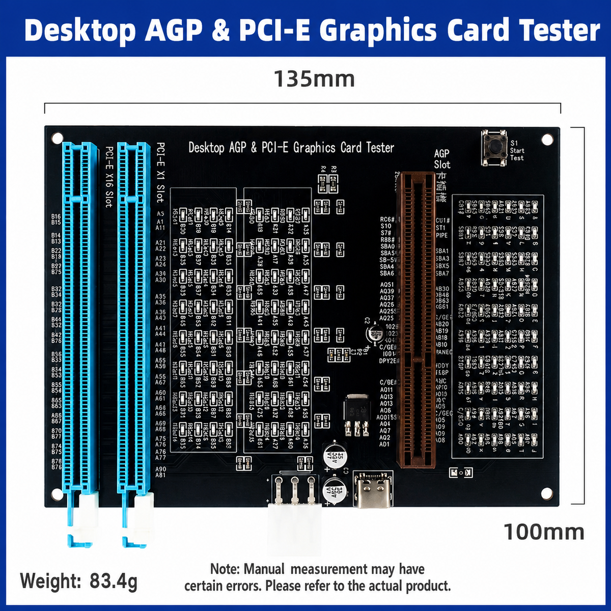 HMT-CZ02 Desktop AGP/PCI-E Graphics Card Tester with Indicator Lights