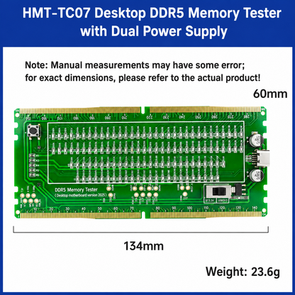 HMT-TC07 Desktop DDR5 Memory Tester with LED Indicators – Dual Power Supply (Standard Motherboard)