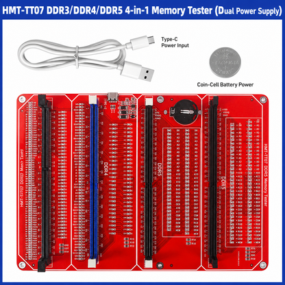 HMT-TT07 DDR3/DDR4/DDR5 4-in-1 Memory Module Tester (Dual Power Supply)