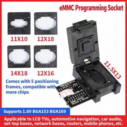 eMMC Socket Adapter, BGA169 BGA153 Read & Write Adapter